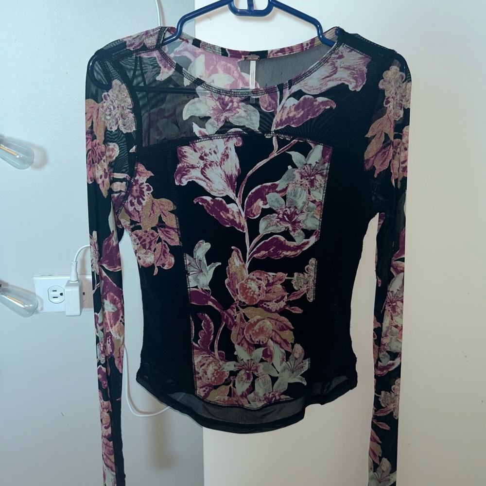 Floral Mesh Long Sleeve Top